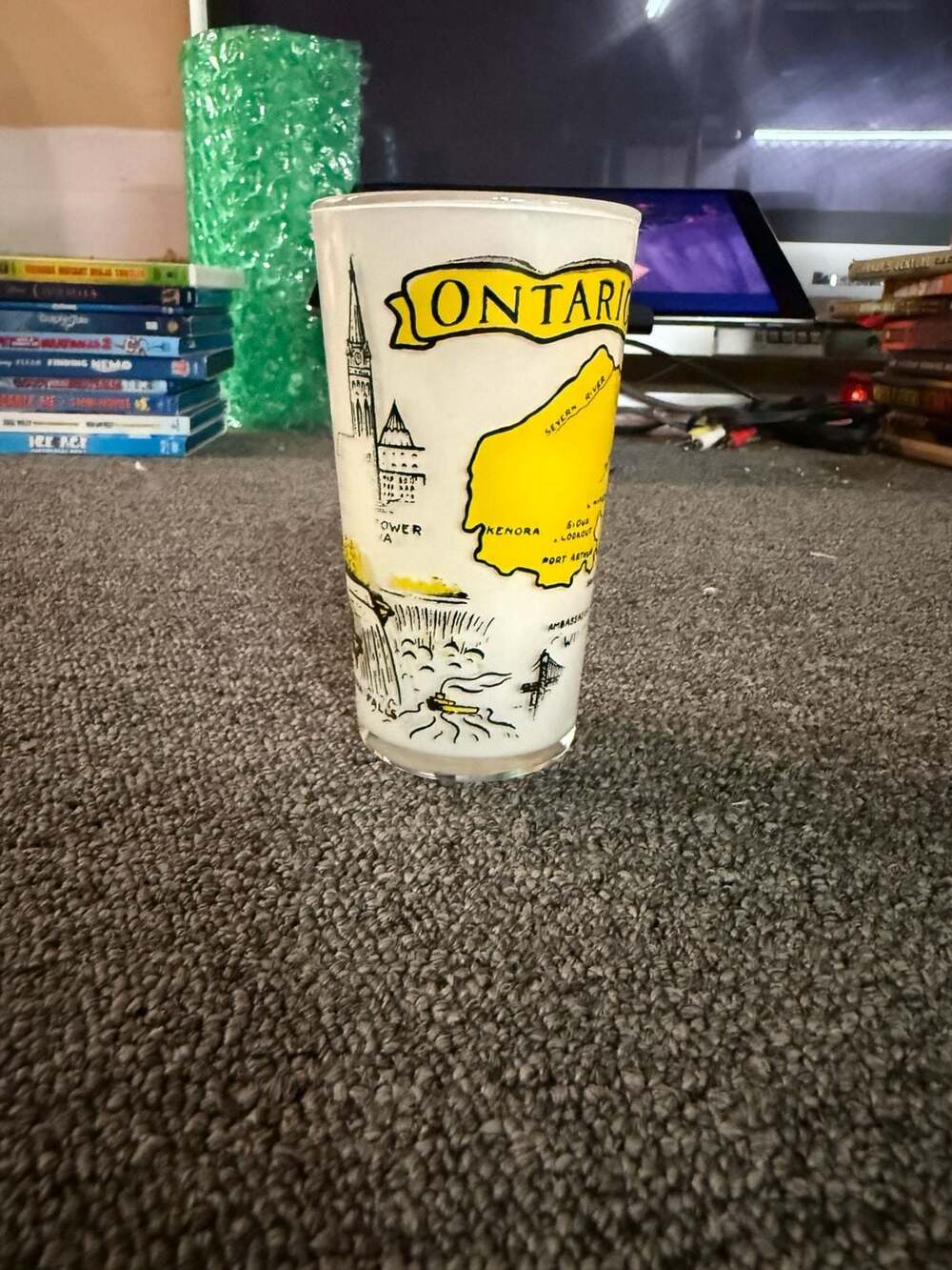 Vintage Ontario Canada Frosted Souvenir Glass Tumbler